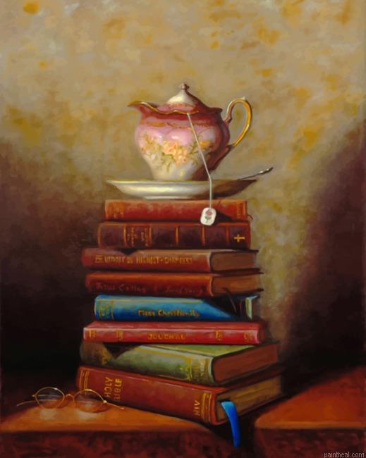 Vintage coffee cup on books painting by numbers.jpeg