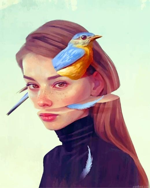 Woman and a bird new painting by numbers.jpeg