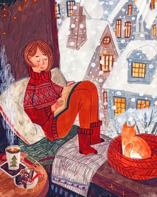 Woman chilling down illustration painting by numbers.jpeg