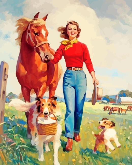 Woman with her animals painting by numbers.jpeg