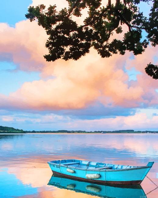 Wooden old boat in lake new painting by numbers.jpeg