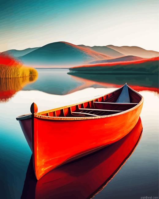 A red boat on a river painting by numbers.jpeg