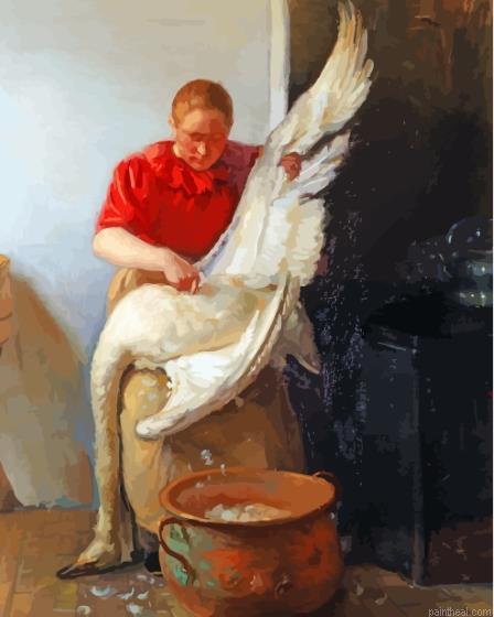 A young girl plucking a swan anna ancher painting by numbers.jpeg