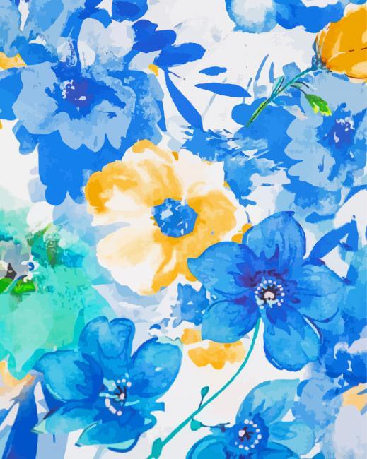 Abstract blue yellow flowers painting by numbers.jpeg