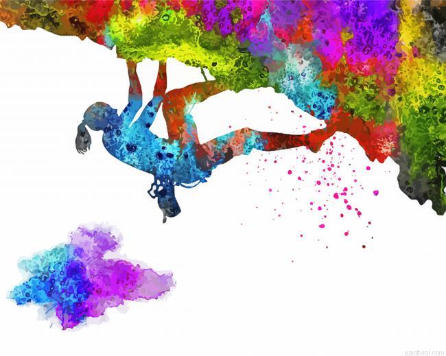 Abstract colorful girl climbing mountain painting by numbers.jpeg
