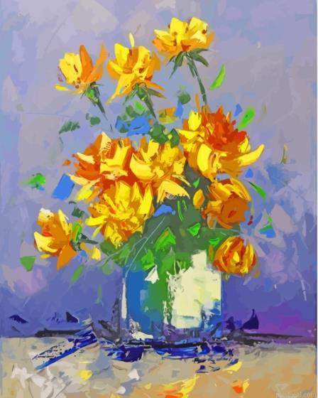 Abstract yellow flowers vase painting by numbers.jpeg