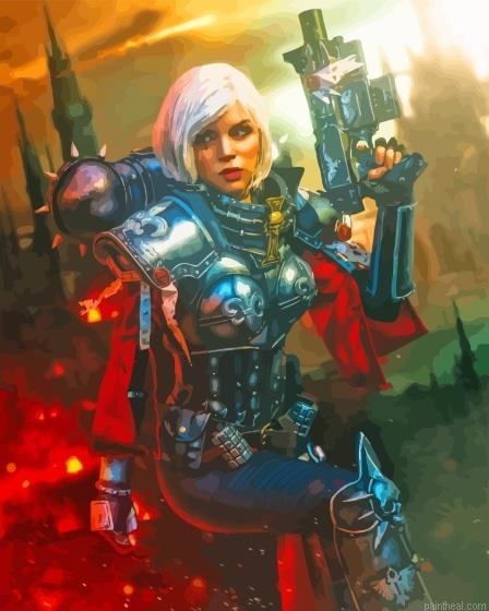 Adepta sororitas game characters painting by numbers.jpeg