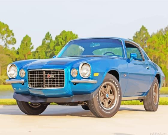 Aesthetic 1970 camaro z28 blue painting by numbers.jpeg