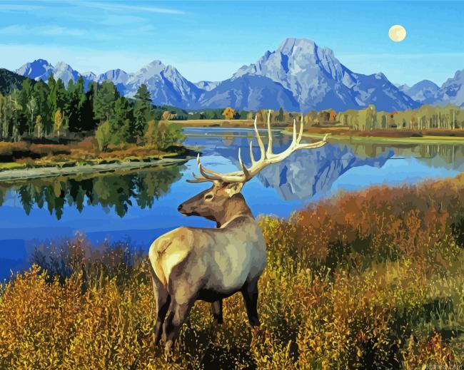 Aesthetic deer by the river painting by numbers.jpeg