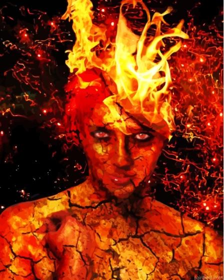 Aesthetic girl on fire painting by numbers.jpeg
