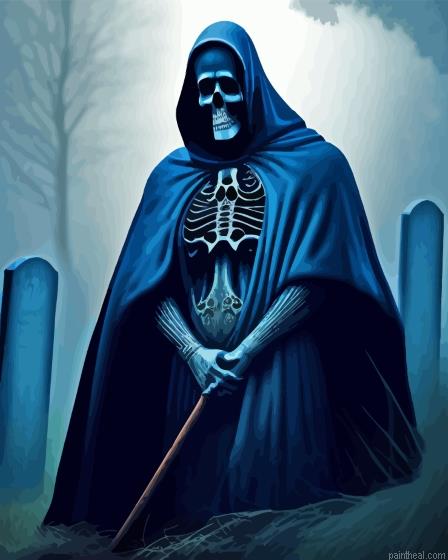 Aesthetic grim reaper in graveyard painting by numbers.jpeg