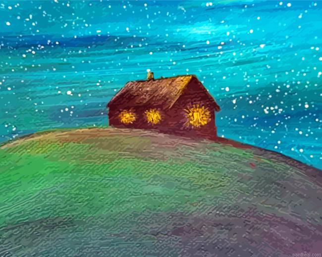 Aesthetic house on a hill by a river painting by numbers.jpeg