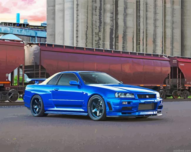 Aesthetic nissan gtr r34 painting by numbers.jpeg