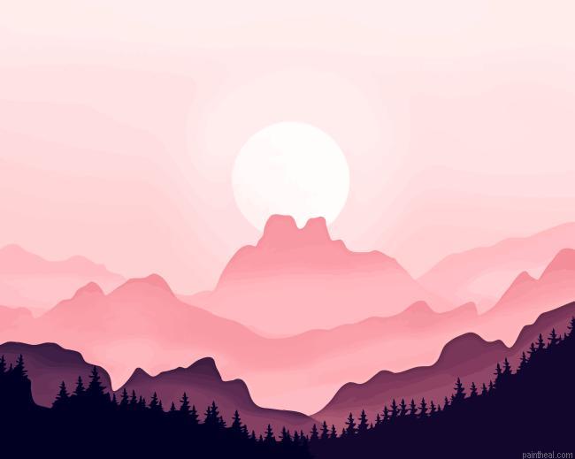 Aesthetic pink mountains painting by numbers.jpeg
