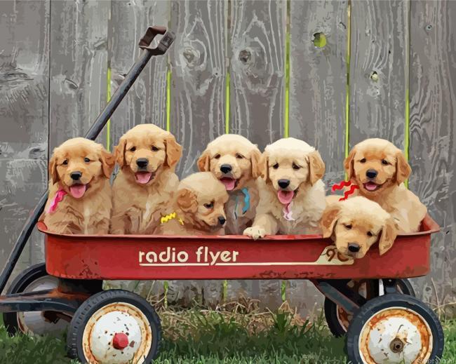 Aesthetic puppies in wagon painting by numbers.jpeg
