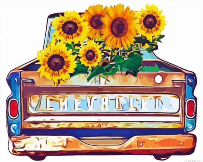Aesthetic sunflower in truck painting by numbers.jpeg
