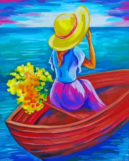 Aesthetic woman enjoying summer on boat painting by numbers.jpeg