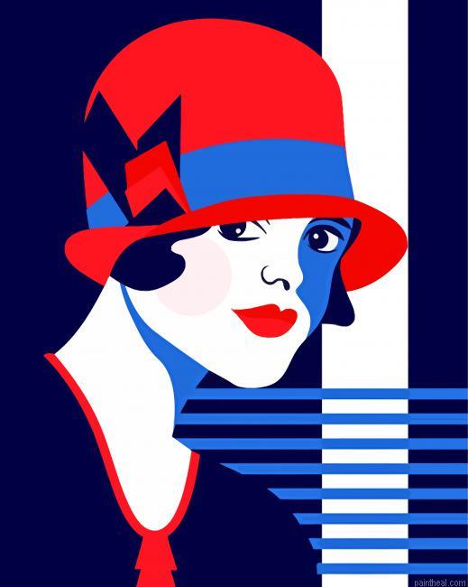 Aesthetic woman with hat painting by numbers.jpeg
