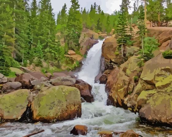 Alberta rocky mountains waterfall painting by numbers.jpeg