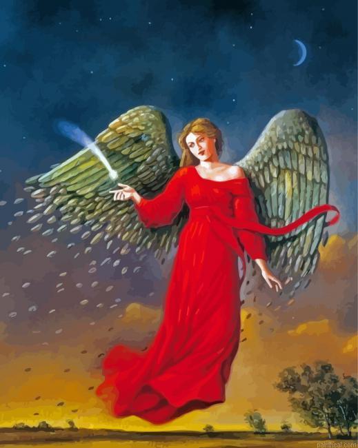 Angel in red dress painting by numbers.jpeg