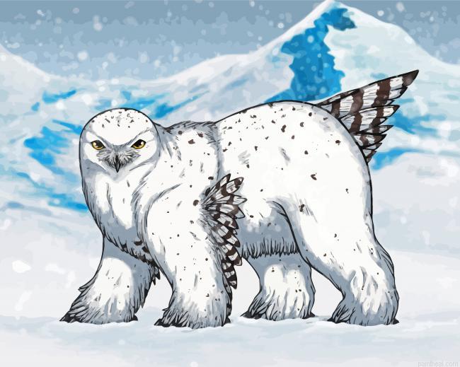 Baby owl bear in snow painting by numbers.jpeg