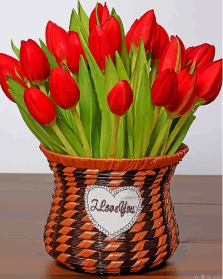 Basket of red tulips painting by numbers.jpeg