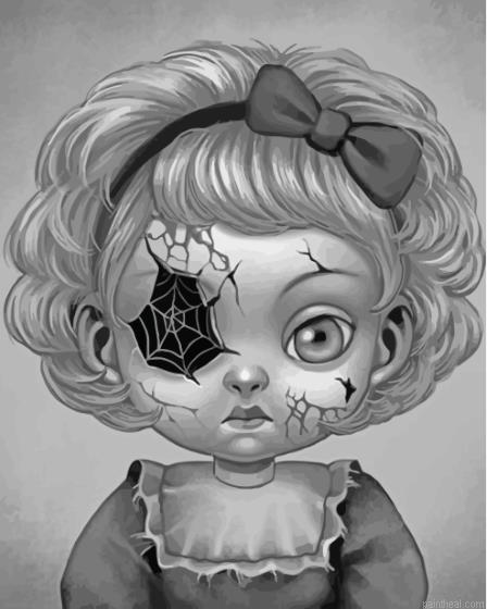 Black and white broken doll painting by numbers.jpeg