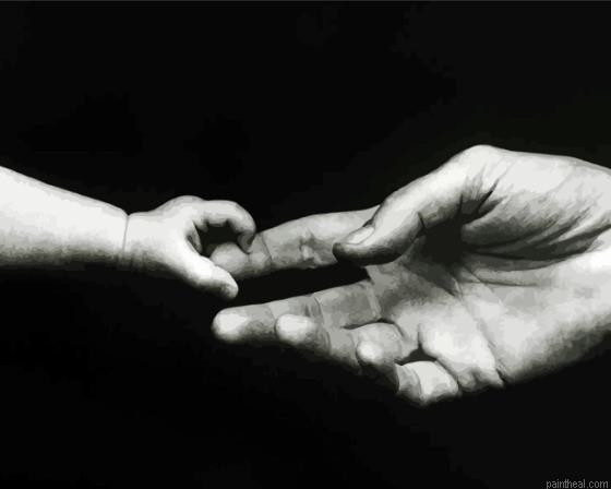 Black and white child and adult holding hands painting by numbers.jpeg