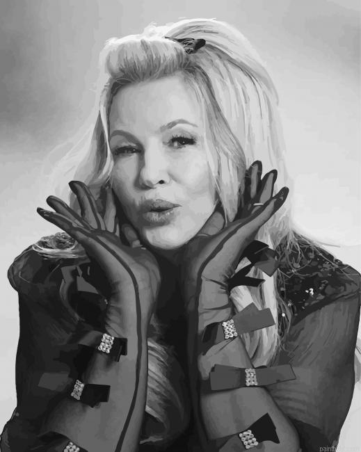 Black and white jennifer coolidge painting by numbers.jpeg