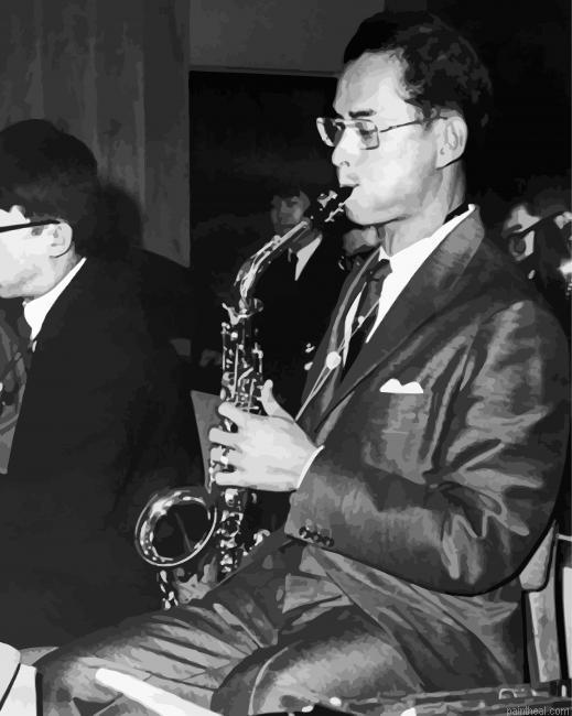 Black and white king of thailand playing sax painting by numbers.jpeg