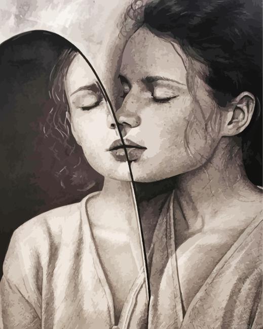Black and white lady in the mirror painting by numbers.jpeg