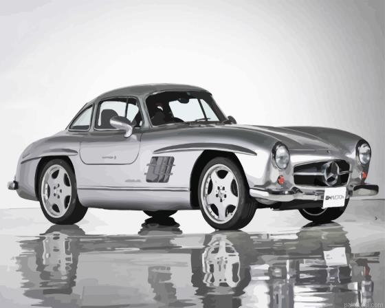 Black and white mercedes sl 300 painting by numbers.jpeg