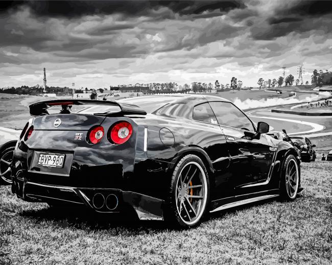 Black and white skyline car painting by numbers.jpeg