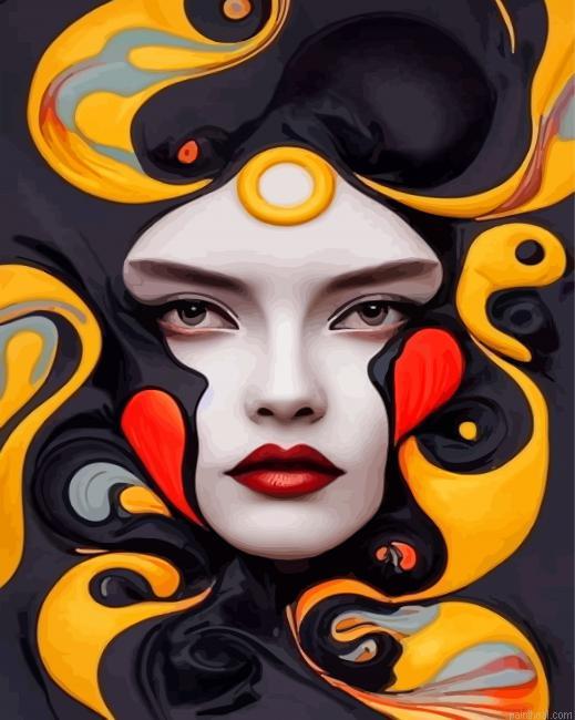 Black golden lady painting by numbers.jpeg