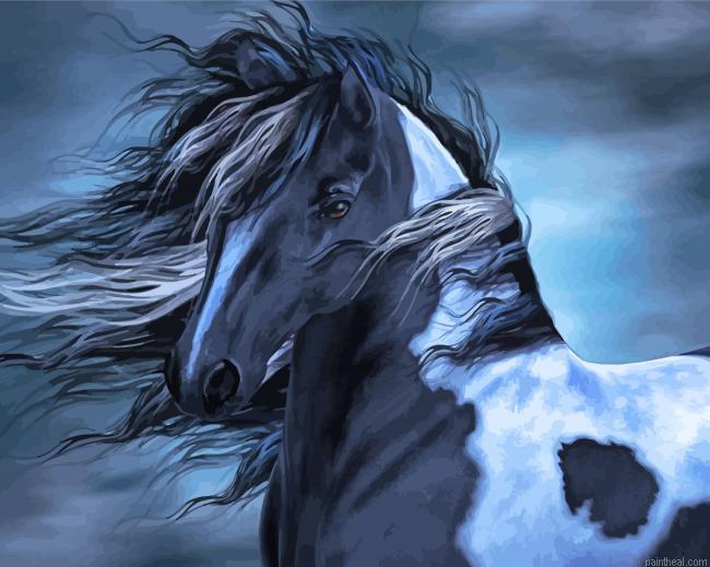 Black gypsy vanner horse painting by numbers.jpeg