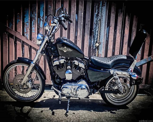 Black harley 72 motorcycle painting by numbers.jpeg