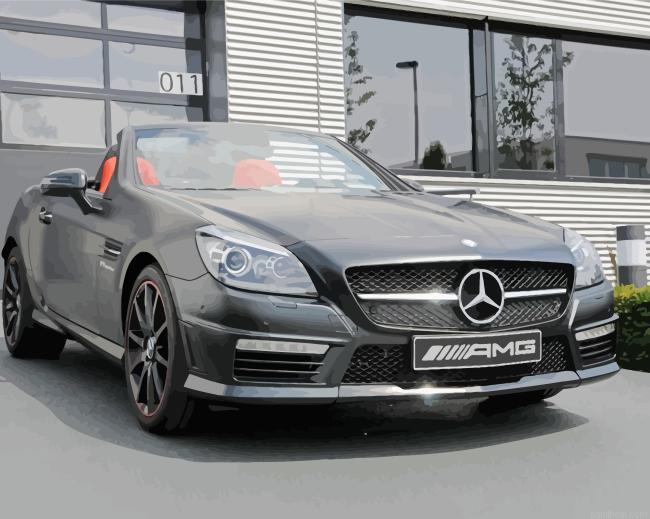Black mercedes slk class car painting by numbers.jpeg