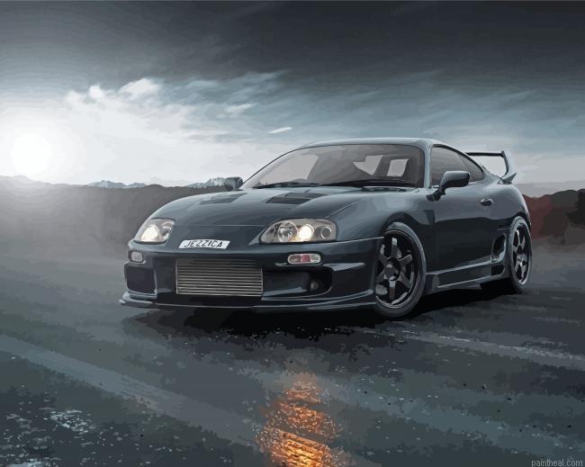 Black supra mk4 sport car painting by numbers.jpeg