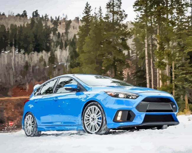 Blue ford focus rs in the snow painting by numbers.jpeg