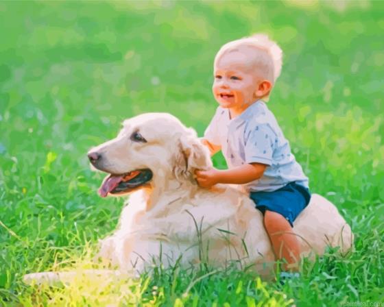Boy on labrador retriever painting by numbers.jpeg