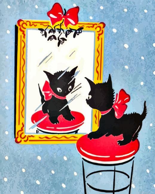 Christmas cat looking at mirror painting by numbers.jpeg