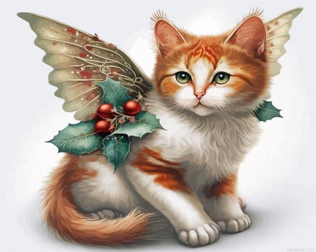 Christmas cat with wings painting by numbers.jpeg