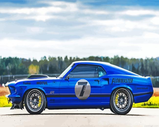 Classic ford mustang blue car painting by numbers.jpeg