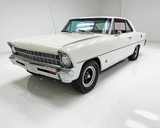 Classic white chevrolet nova car painting by numbers.jpeg