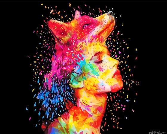 Colorful abstract fox girl painting by numbers.jpeg