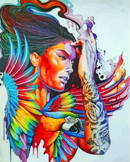 Colorful abstract parrot woman painting by numbers.jpeg