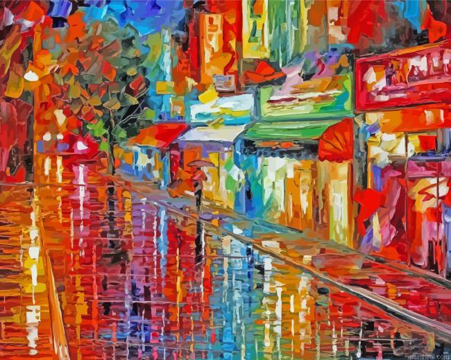 Colorful abstract rainy city at night painting by numbers.jpeg