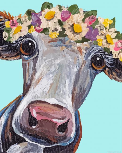 Cow wearing flower crown art painting by numbers.jpeg