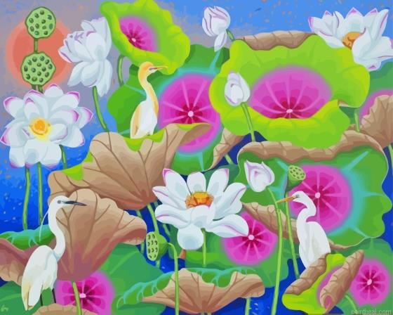 Cranes in lotus pond painting by numbers.jpeg