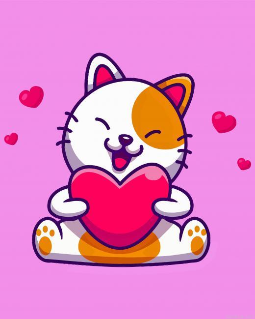 Cute cat holding heart painting by numbers.jpeg